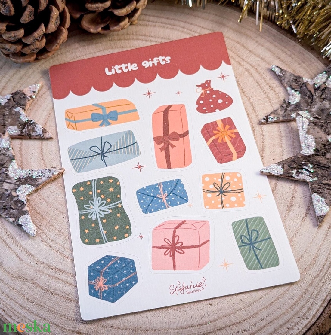 Karácsonyi csomagocskák matricaív - kellékek & szerszámok - dekorációs kellékek - matricaív - Meska.hu