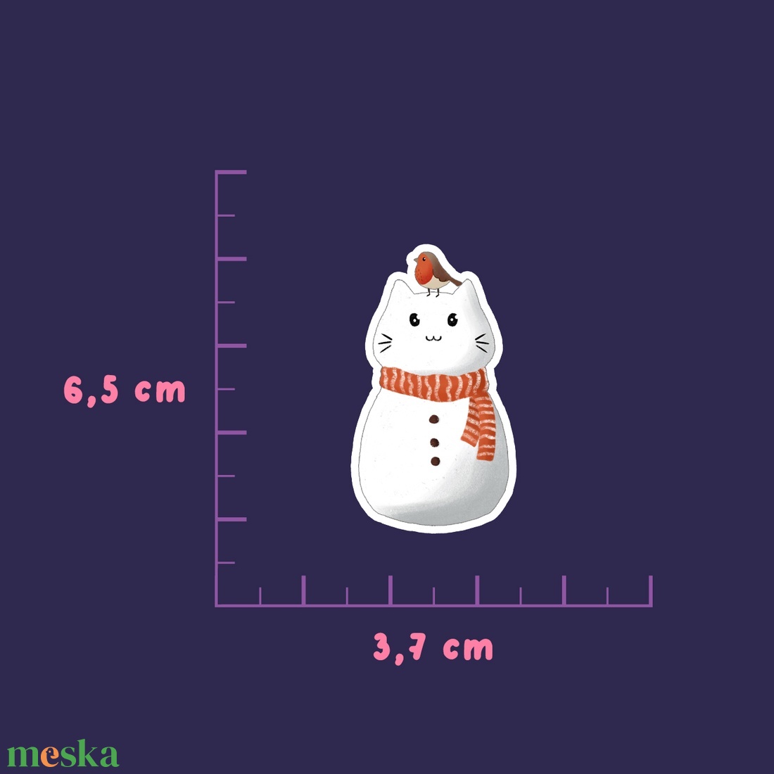 Hóember-cica matrica - Cuki karácsonyi dekoráció - otthon & életmód - papír, írószer - matrica, matrica csomag - Meska.hu