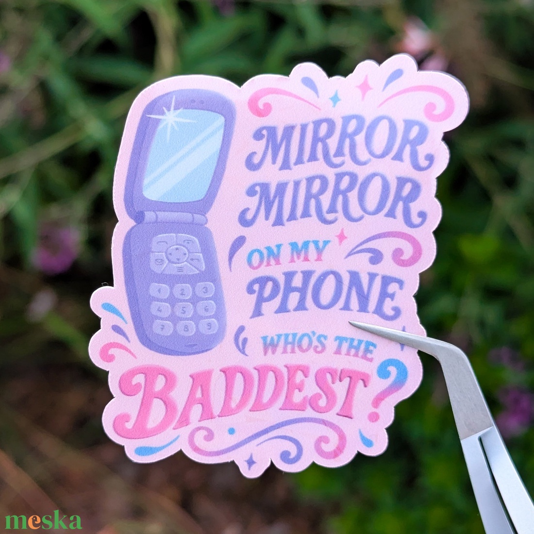 K-pop Démonvadászok matrica - Mirror, mirror on my phone, who's the baddest? dalszöveg - otthon & életmód - papír, írószer - matrica, matrica csomag - Meska.hu