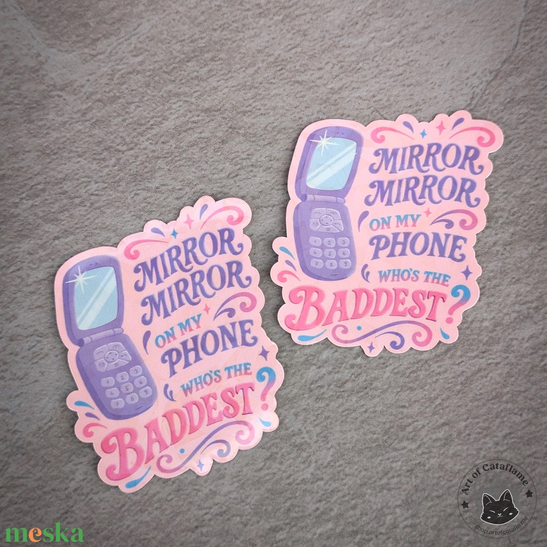K-pop Démonvadászok matrica - Mirror, mirror on my phone, who's the baddest? dalszöveg - otthon & életmód - papír, írószer - matrica, matrica csomag - Meska.hu