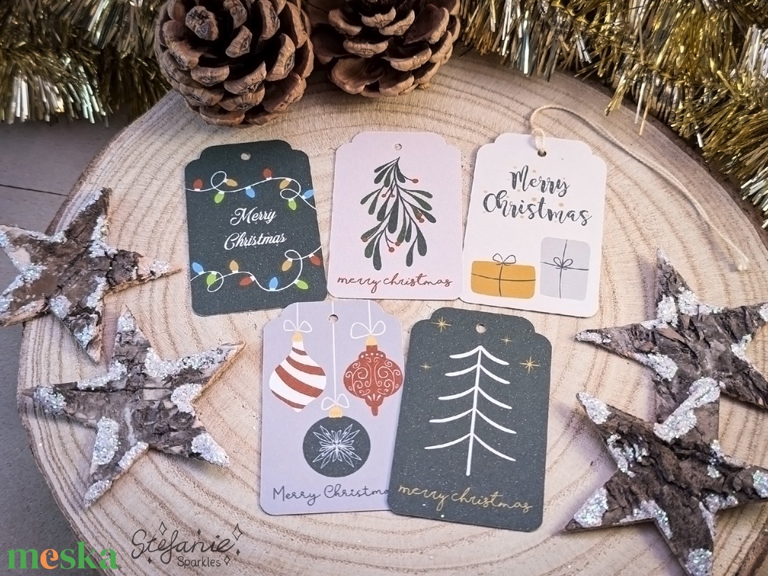 Karácsonyi ajándékkísérő - 5 darabos szett - otthon & életmód - papír, írószer - ajándékozás kellékei - ajándékkísérő - Meska.hu