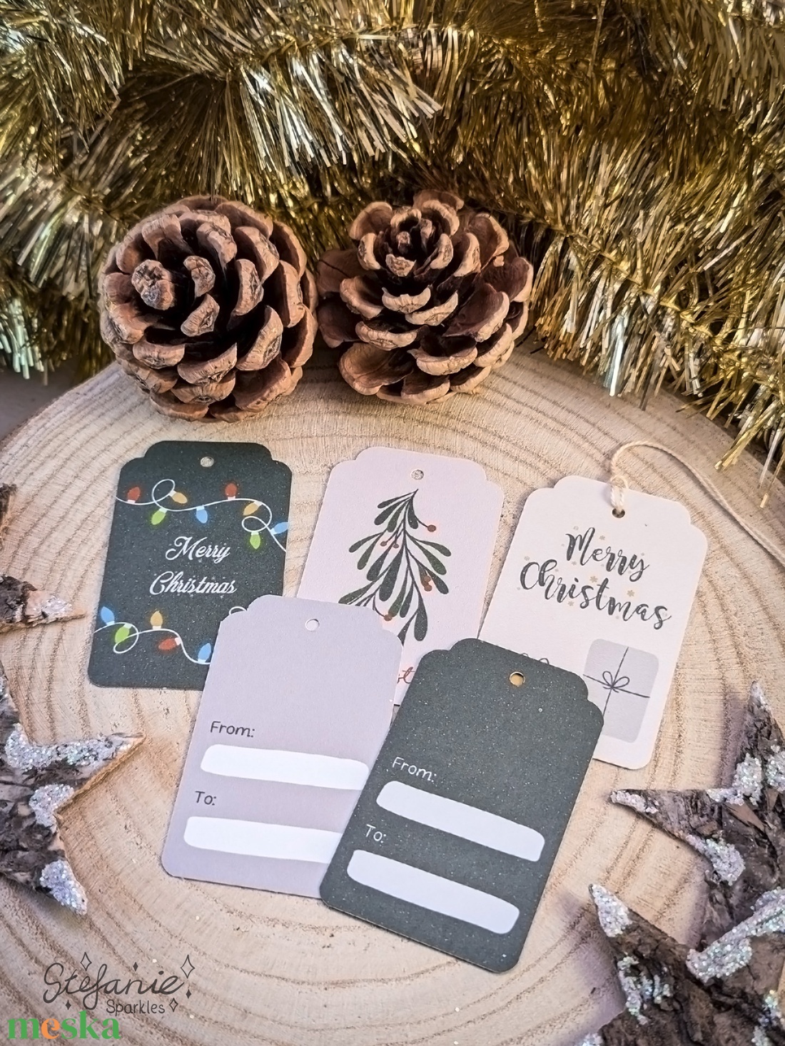 Karácsonyi ajándékkísérő - 5 darabos szett - otthon & életmód - papír, írószer - ajándékozás kellékei - ajándékkísérő - Meska.hu