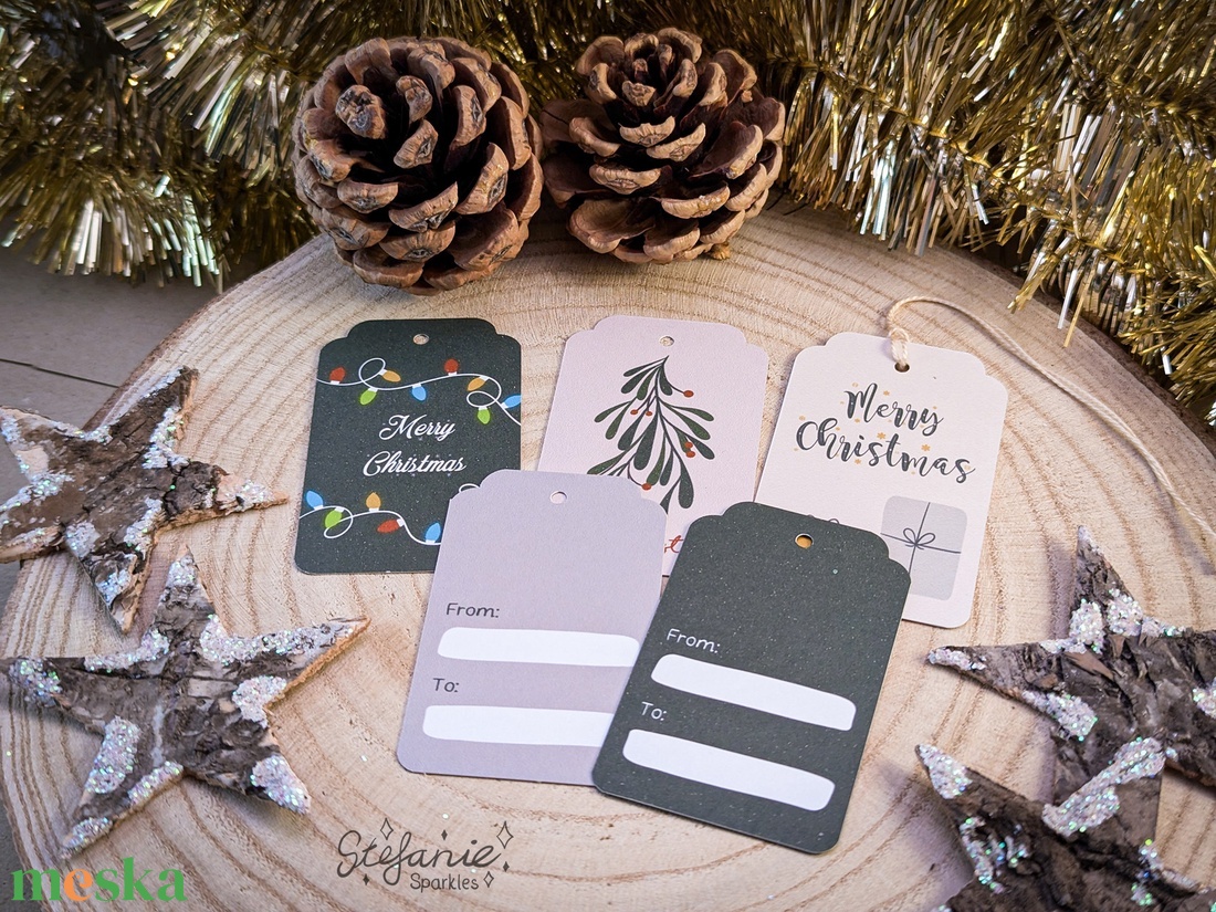 Karácsonyi ajándékkísérő - 5 darabos szett - otthon & életmód - papír, írószer - ajándékozás kellékei - ajándékkísérő - Meska.hu