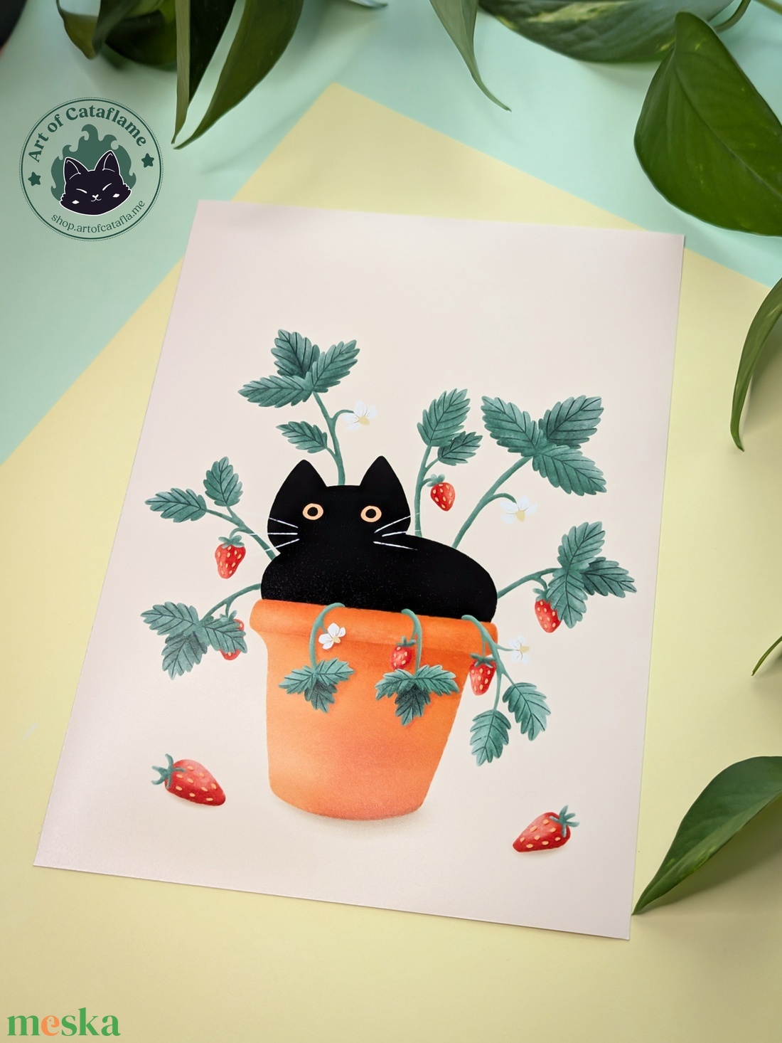 Fekete cicás print - A6, A5, A4 - otthon & életmód - dekoráció - kép & falikép - poszter - Meska.hu