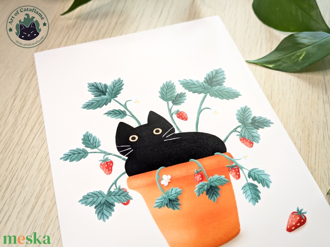 Fekete cicás print - A6, A5, A4 - otthon & életmód - dekoráció - kép & falikép - poszter - Meska.hu