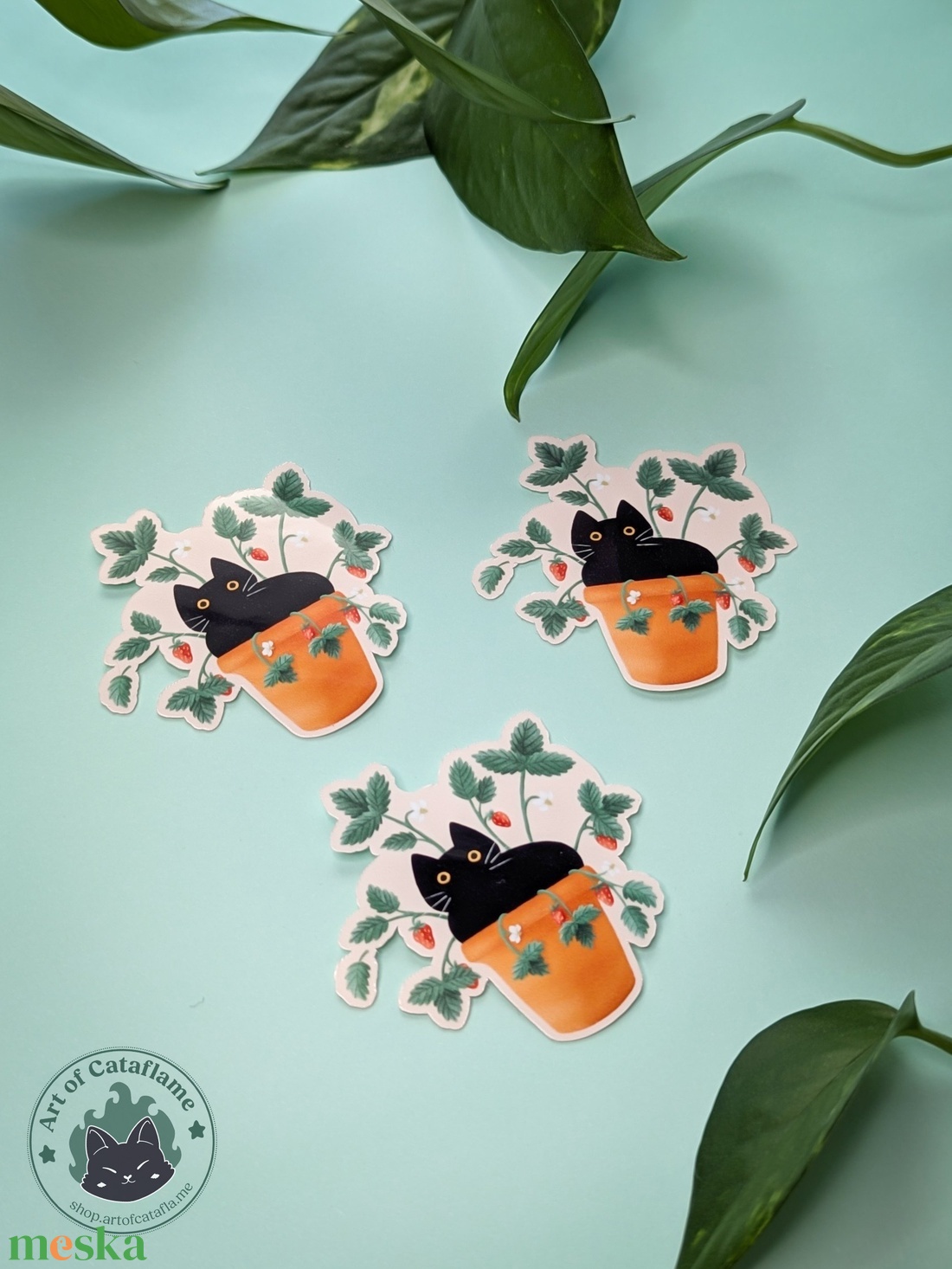 Fekete cicás vinil matrica - otthon & életmód - papír, írószer - matrica, matrica csomag - Meska.hu