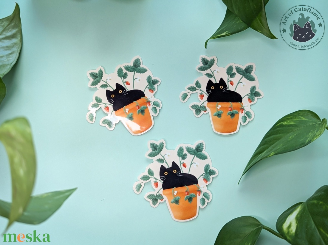 Fekete cicás vinil matrica - otthon & életmód - papír, írószer - matrica, matrica csomag - Meska.hu