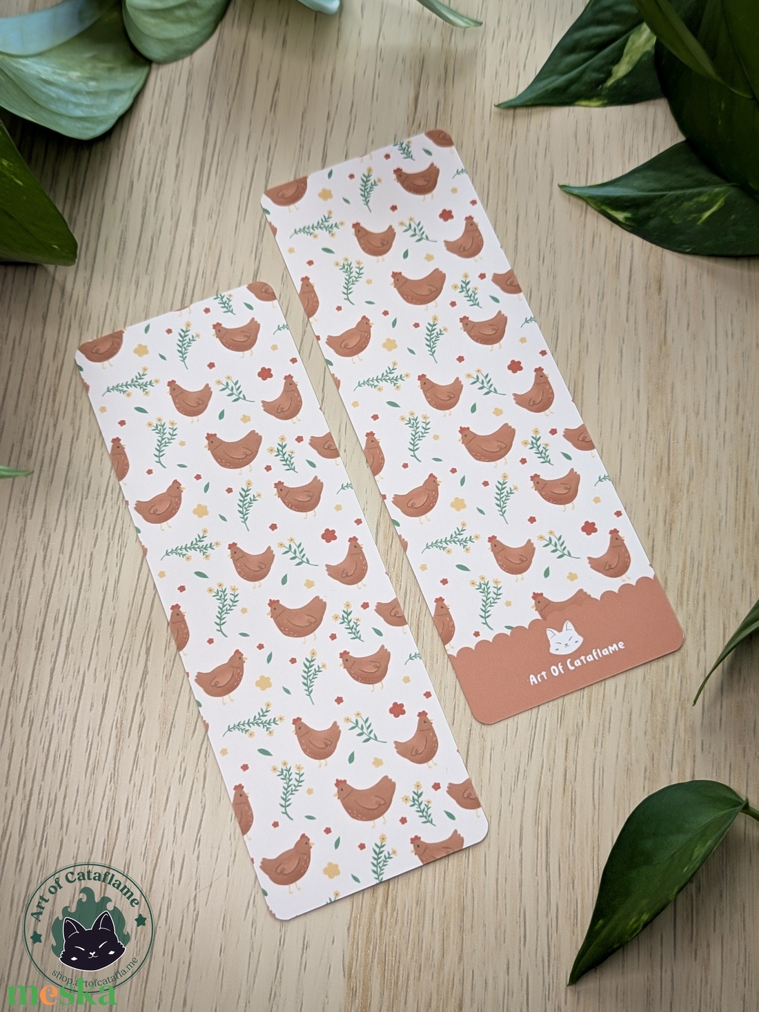 Tyúk mintás könyvjelző - Cottagecore ajándék könyvrajongóknak - könyv & zene - könyvjelző - Meska.hu