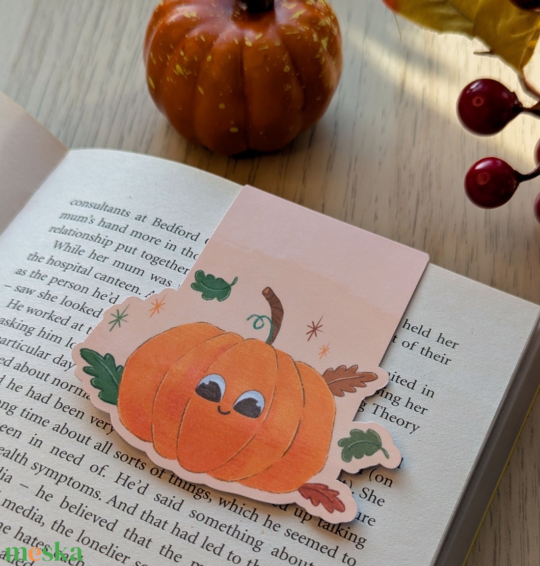 Cuki tökös mágneses könyvjelző - Meghitt őszi olvasókiegészítő - könyv & zene - könyvjelző - Meska.hu