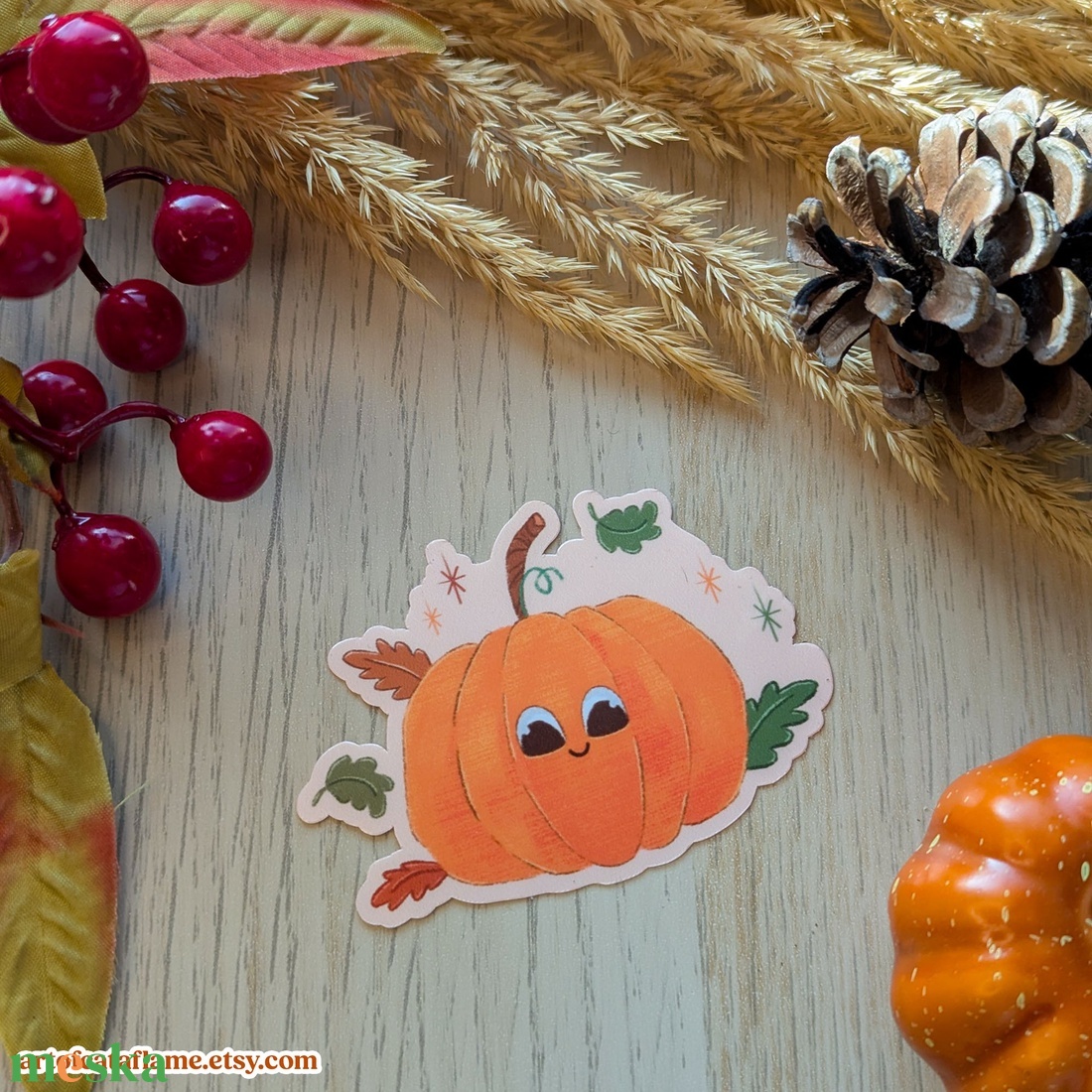 Cuki tökös matrica - Meghitt őszi dekoráció - otthon & életmód - papír, írószer - matrica, matrica csomag - Meska.hu