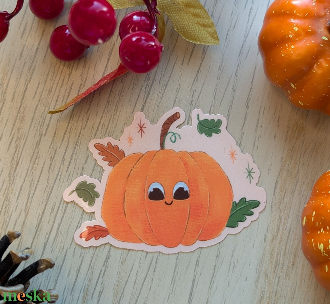 Cuki tökös matrica - Meghitt őszi dekoráció - otthon & életmód - papír, írószer - matrica, matrica csomag - Meska.hu