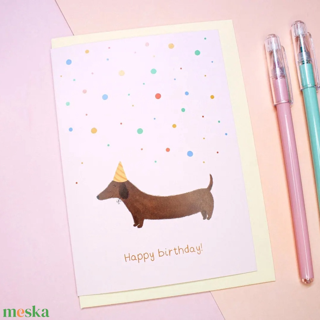 Tacskós szülinapi képeslap - Cuki üdvözlőkártya - otthon & életmód - papír, írószer - ajándékozás kellékei - képeslap, üdvözlőlap - Meska.hu