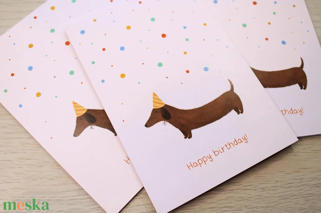 Tacskós szülinapi képeslap - Cuki üdvözlőkártya - otthon & életmód - papír, írószer - ajándékozás kellékei - képeslap, üdvözlőlap - Meska.hu
