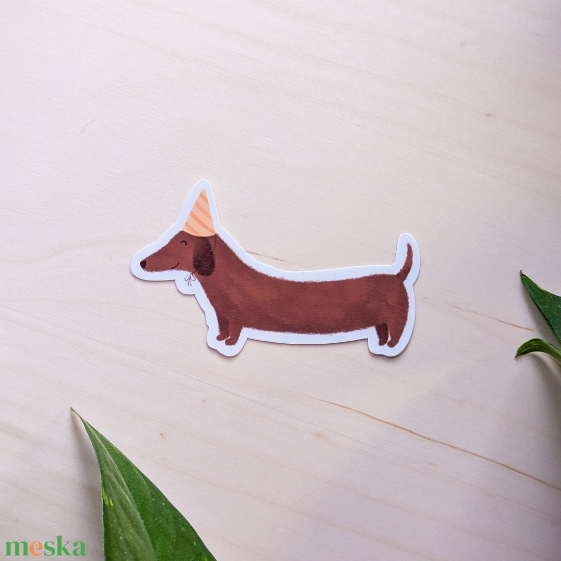 Tacskós szülinapi matrica - Cuki, vízálló kutyás dekoráció - otthon & életmód - papír, írószer - matrica, matrica csomag - Meska.hu