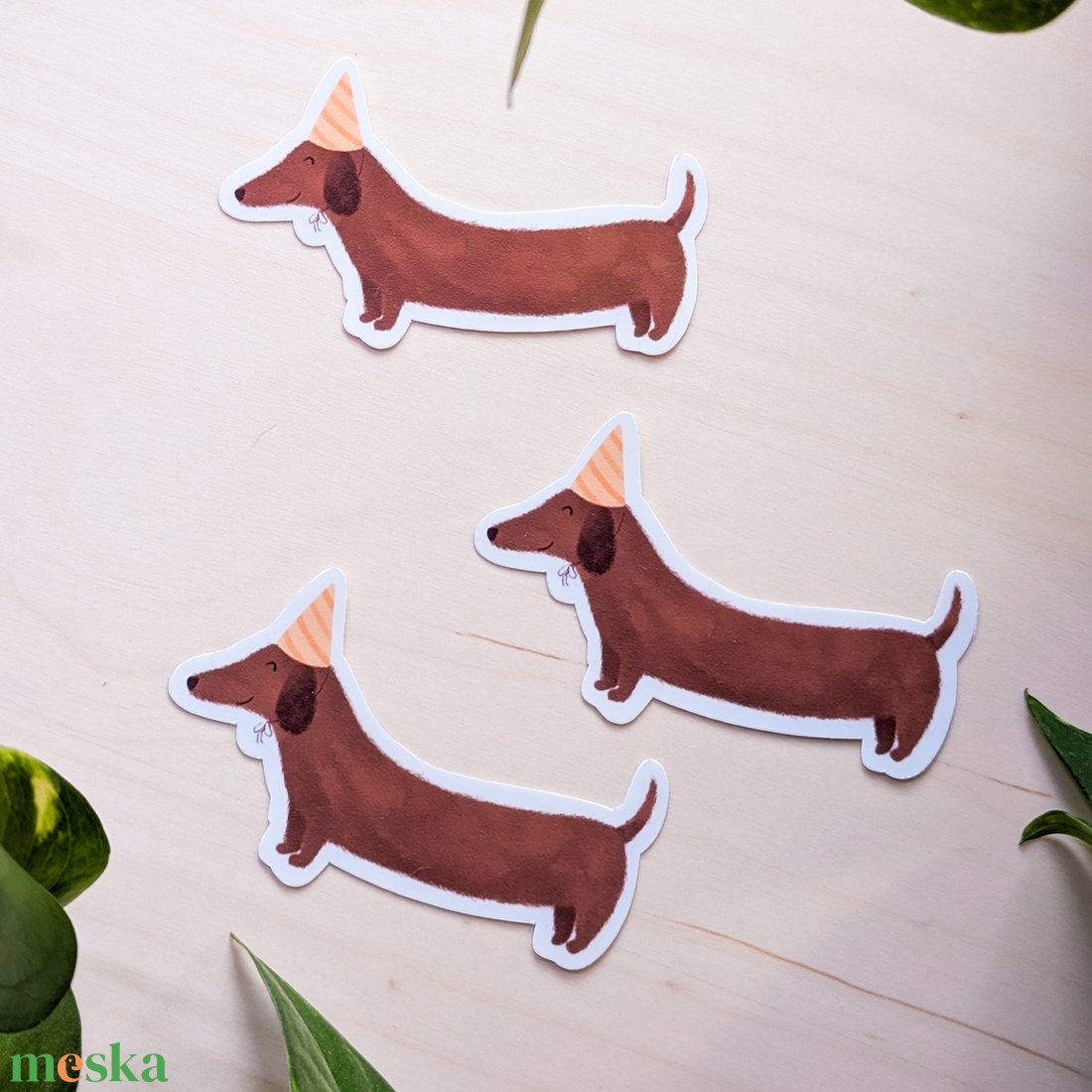 Tacskós szülinapi matrica - Cuki, vízálló kutyás dekoráció - otthon & életmód - papír, írószer - matrica, matrica csomag - Meska.hu