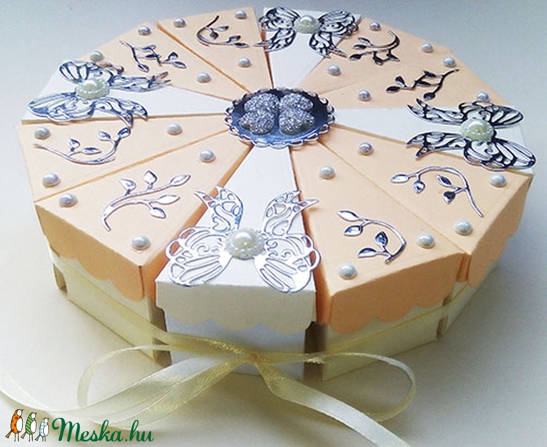 12 szeletes papírtorta sablon. Minden szelet egyben díszdoboz -  - Meska.hu