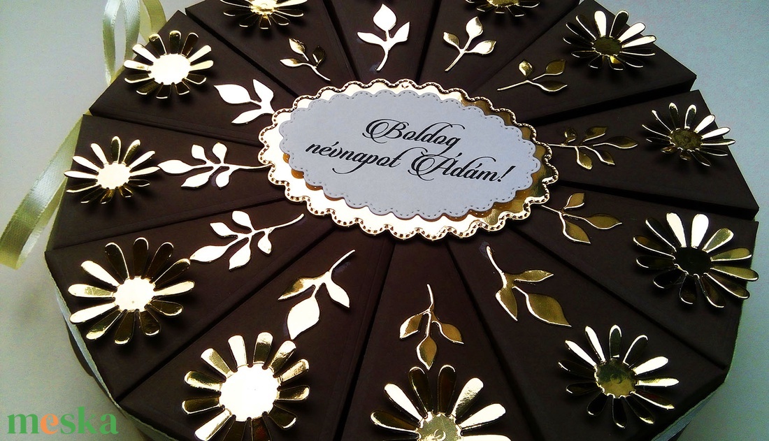 Gold Chocolate papírtorta díszdoboz 12 szeletes - otthon & életmód - papír, írószer - ajándékozás kellékei - papírtorta - Meska.hu Gold Chocolate papírtorta díszdoboz 12 szeletes - otthon & életmód - papír, írószer - ajándékozás kellékei - papírtorta - Meska.hu