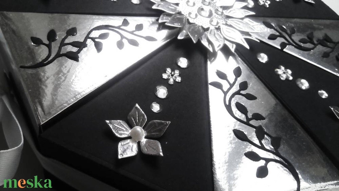 Black and Silver papírtorta díszdoboz 10 szeletes - otthon & életmód - papír, írószer - ajándékozás kellékei - papírtorta - Meska.hu