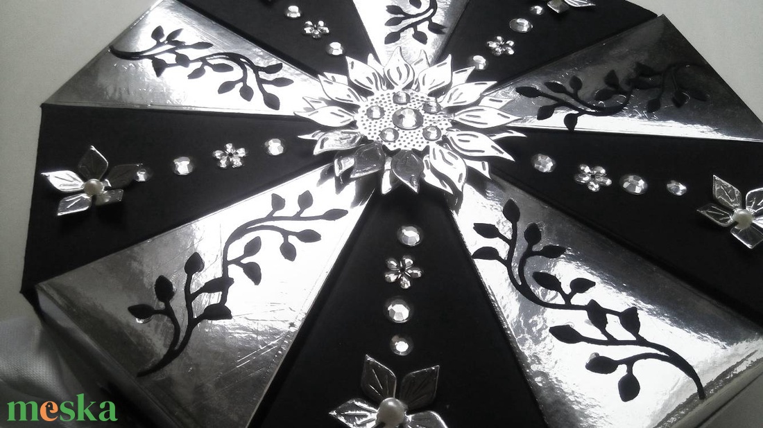 Black and Silver papírtorta díszdoboz 10 szeletes - otthon & életmód - papír, írószer - ajándékozás kellékei - papírtorta - Meska.hu