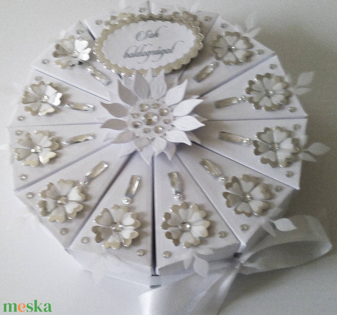 Money cake papírtorta díszdoboz 10 szeletes - esküvő - emlék & ajándék - nászajándék - Meska.hu