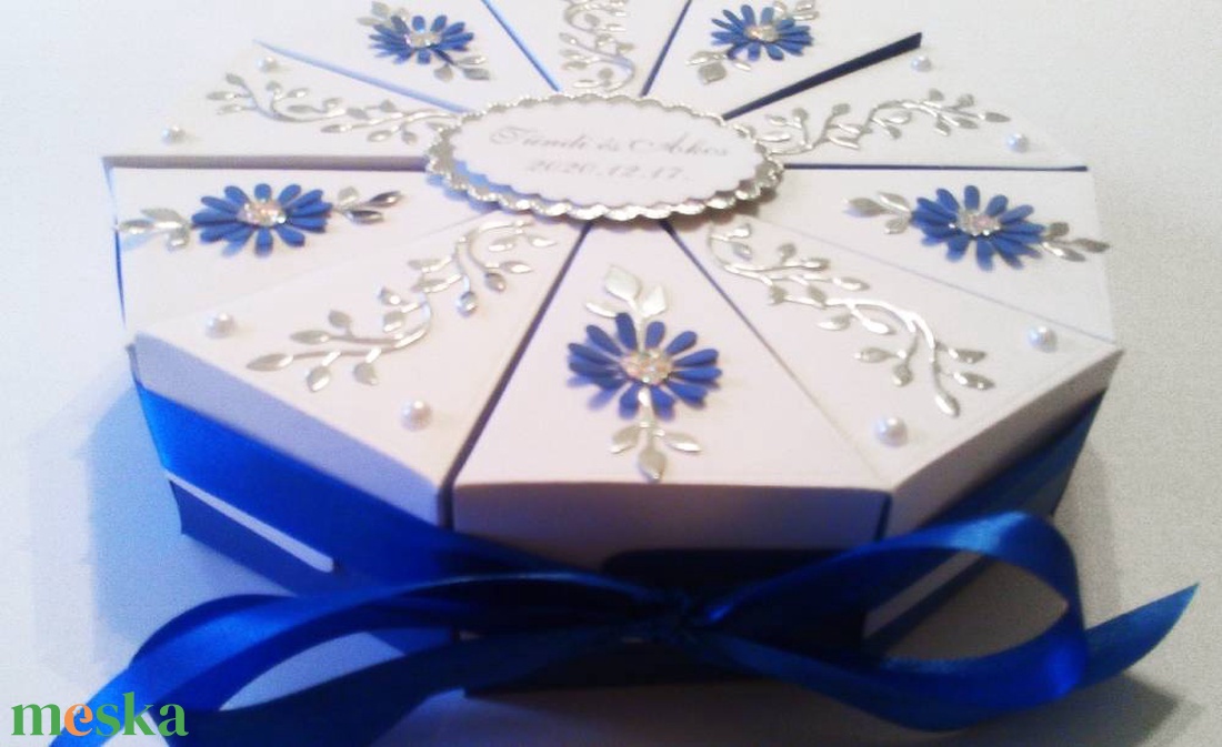 Blue dream papírtorta díszdoboz 10 szeletes - esküvő - emlék & ajándék - nászajándék - Meska.hu