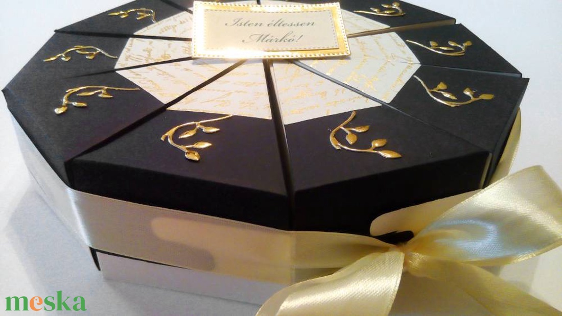 Black-golden dream papírtorta díszdoboz 10 szeletes - otthon & életmód - papír, írószer - ajándékozás kellékei - papírtorta - Meska.hu