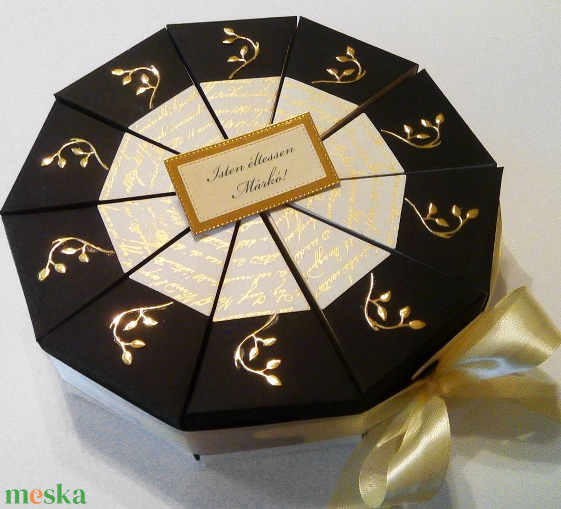 Black-golden dream papírtorta díszdoboz 10 szeletes - otthon & életmód - papír, írószer - ajándékozás kellékei - papírtorta - Meska.hu