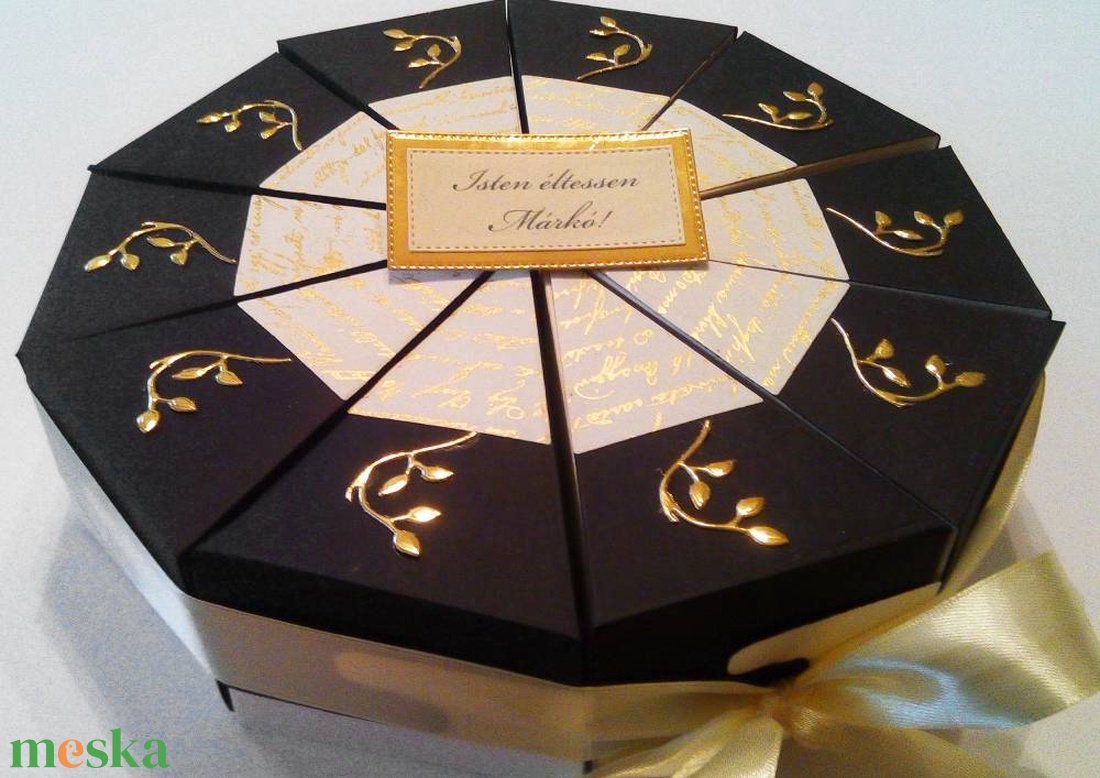 Black-golden dream papírtorta díszdoboz 10 szeletes - otthon & életmód - papír, írószer - ajándékozás kellékei - papírtorta - Meska.hu