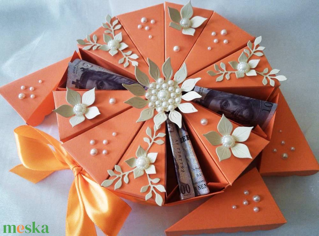 Orange papírtorta díszdoboz 12 szeletes - otthon & életmód - papír, írószer - ajándékozás kellékei - papírtorta - Meska.hu