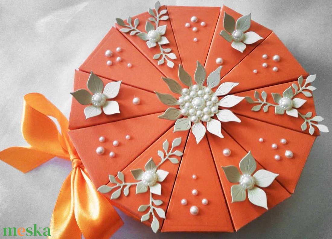 Orange papírtorta díszdoboz 12 szeletes - otthon & életmód - papír, írószer - ajándékozás kellékei - papírtorta - Meska.hu