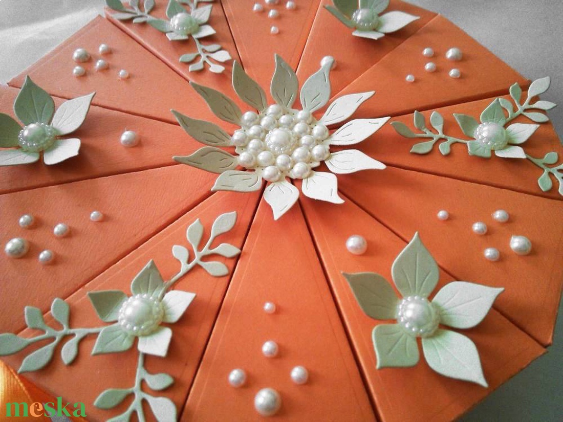 Orange papírtorta díszdoboz 12 szeletes - otthon & életmód - papír, írószer - ajándékozás kellékei - papírtorta - Meska.hu