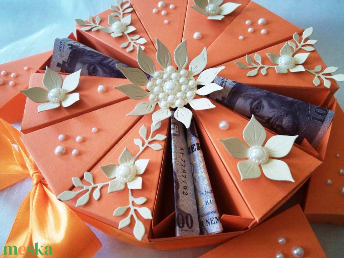 Orange papírtorta díszdoboz 12 szeletes - otthon & életmód - papír, írószer - ajándékozás kellékei - papírtorta - Meska.hu