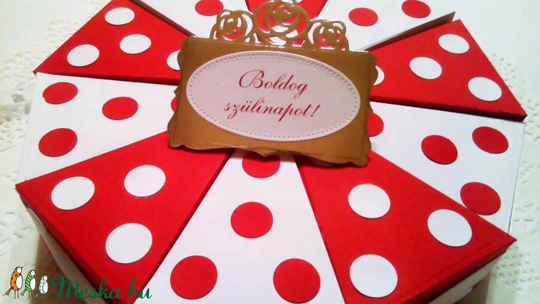 10 szeletes papírtorta - díszdoboz - művészet - más művészeti ág - Meska.hu