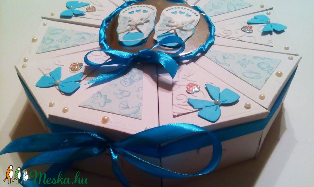 Blue baby papírtorta díszdoboz 10 szeletes - otthon & életmód - papír, írószer - ajándékozás kellékei - papírtorta - Meska.hu