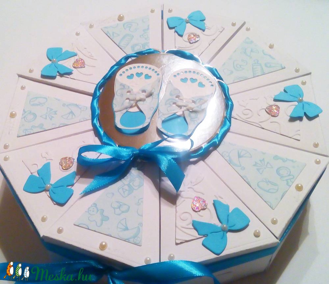 Blue baby papírtorta díszdoboz 10 szeletes - otthon & életmód - papír, írószer - ajándékozás kellékei - papírtorta - Meska.hu