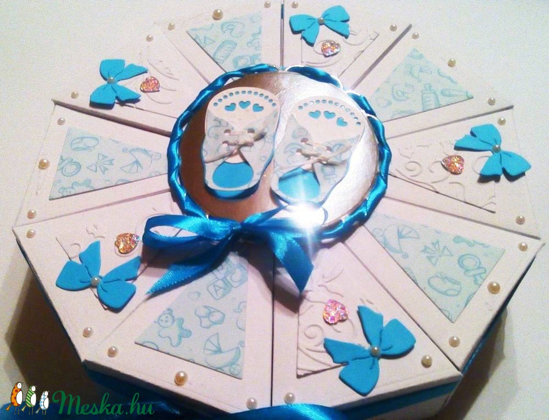 Blue baby papírtorta díszdoboz 10 szeletes - otthon & életmód - papír, írószer - ajándékozás kellékei - papírtorta - Meska.hu