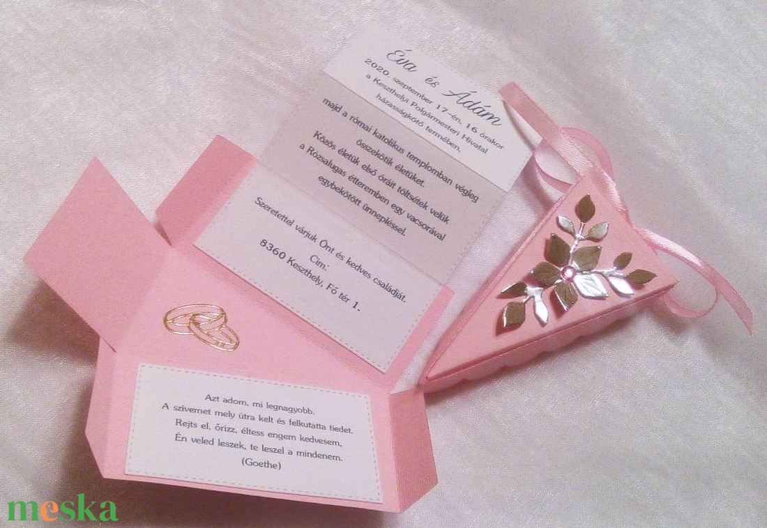 Tortaszelet formájú esküvői meghívó - esküvő - meghívó & kártya - meghívó - Meska.hu