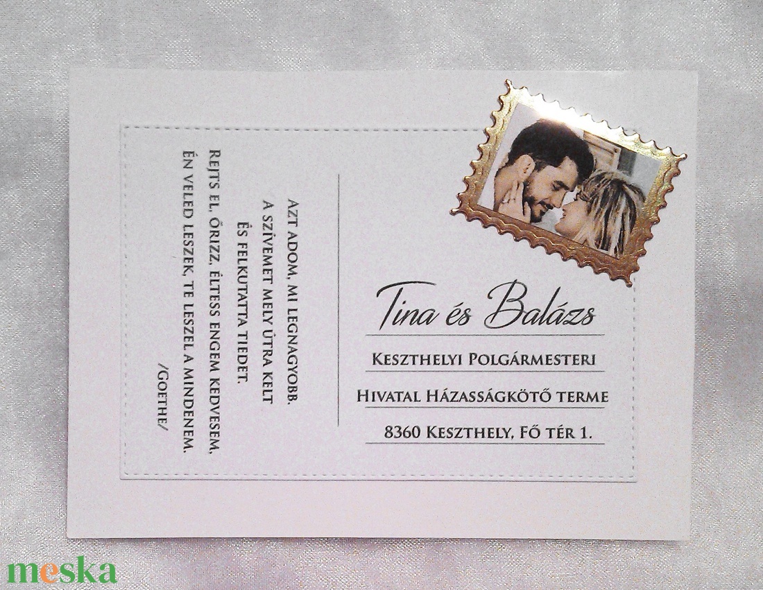 Esküvői meghívó képeslap formájú saját fotóval - esküvő - meghívó & kártya - meghívó - Meska.hu