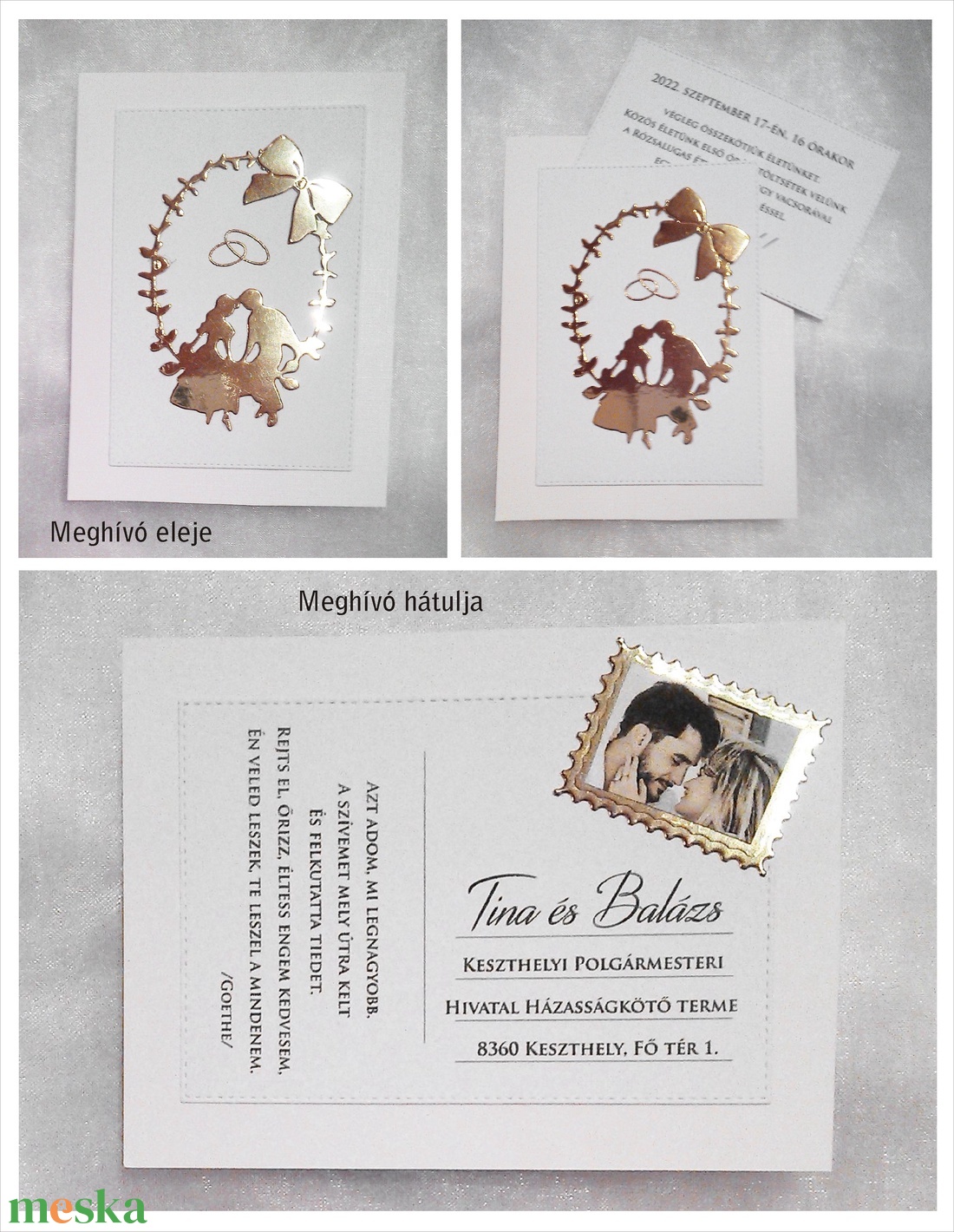 Esküvői meghívó képeslap formájú saját fotóval - esküvő - meghívó & kártya - meghívó - Meska.hu