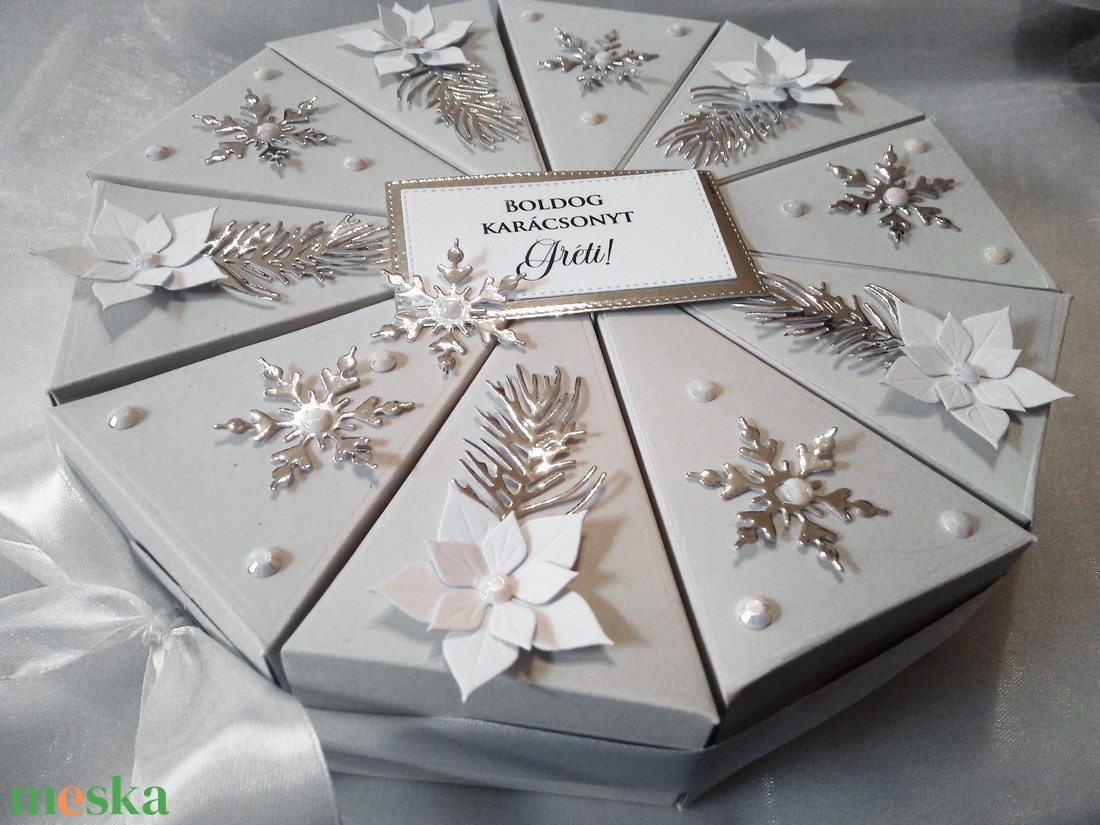 10 szeletes papírtorta - díszdoboz - karácsony - karácsonyi ajándékozás - karácsonyi ajándékcsomagolás - Meska.hu