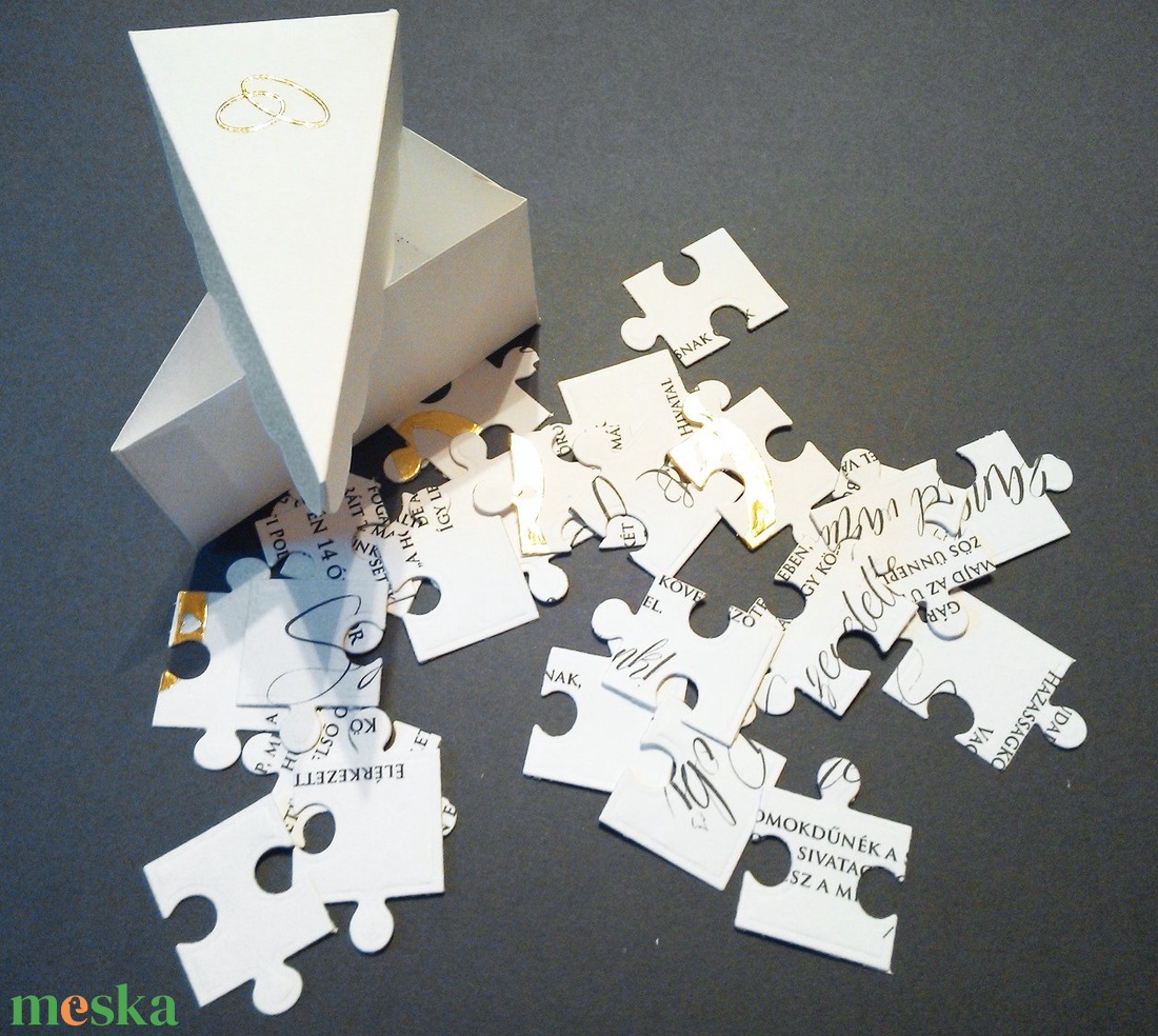 24 db-os puzzle-ból kirakható meghívó - esküvő - meghívó & kártya - meghívó - Meska.hu