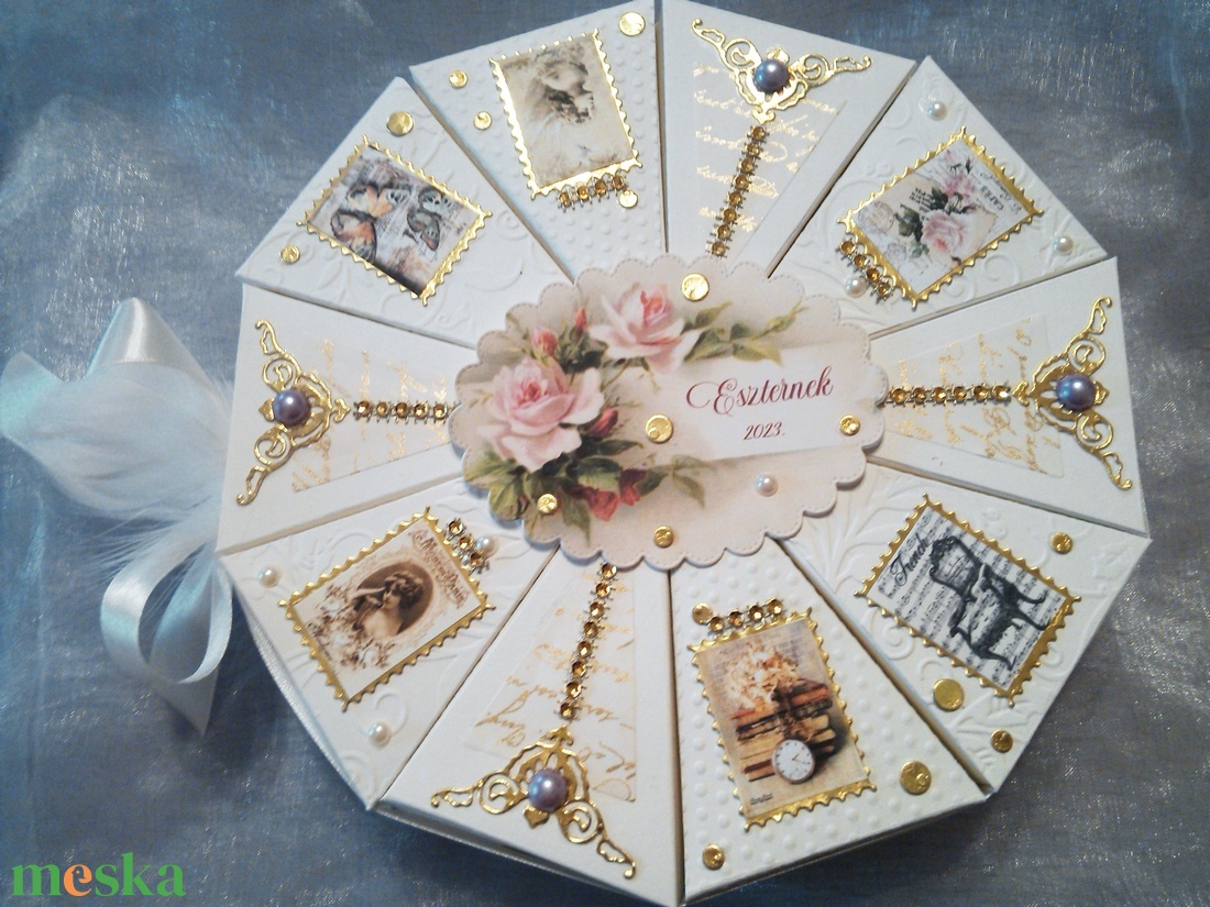 10 szeletes papírtorta - díszdoboz - otthon & életmód - papír, írószer - ajándékozás kellékei - papírtorta - Meska.hu