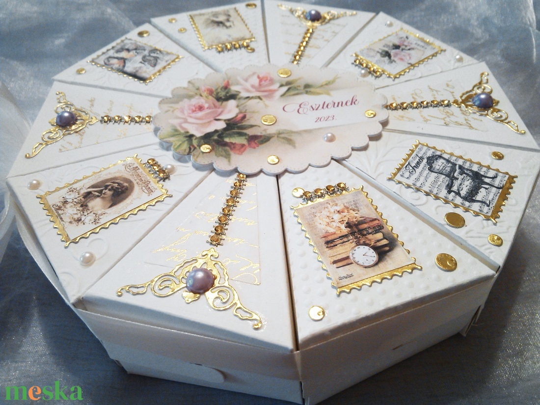 10 szeletes papírtorta - díszdoboz - otthon & életmód - papír, írószer - ajándékozás kellékei - papírtorta - Meska.hu