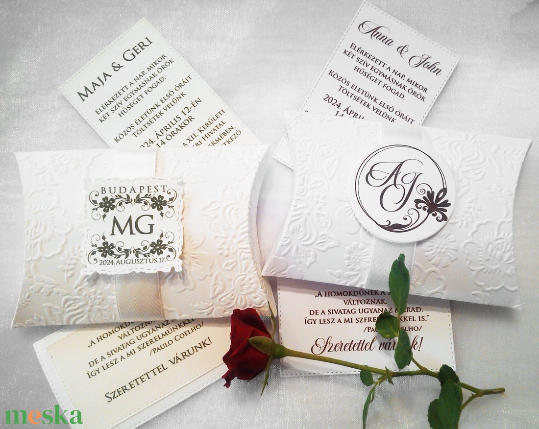 Esküvői meghívó + párnadoboz - esküvő - meghívó & kártya - meghívó - Meska.hu Esküvői meghívó + párnadoboz - esküvő - meghívó & kártya - meghívó - Meska.hu