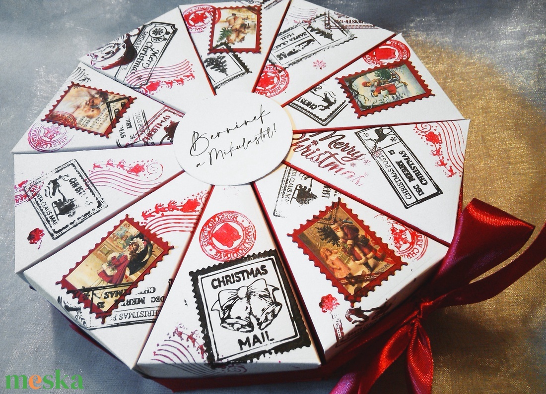 Karácsonyi papírtorta díszdoboz 10 szeletes - karácsony - karácsonyi ajándékozás - karácsonyi ajándékcsomagolás - Meska.hu Karácsonyi papírtorta díszdoboz 10 szeletes - karácsony - karácsonyi ajándékozás - karácsonyi ajándékcsomagolás - Meska.hu