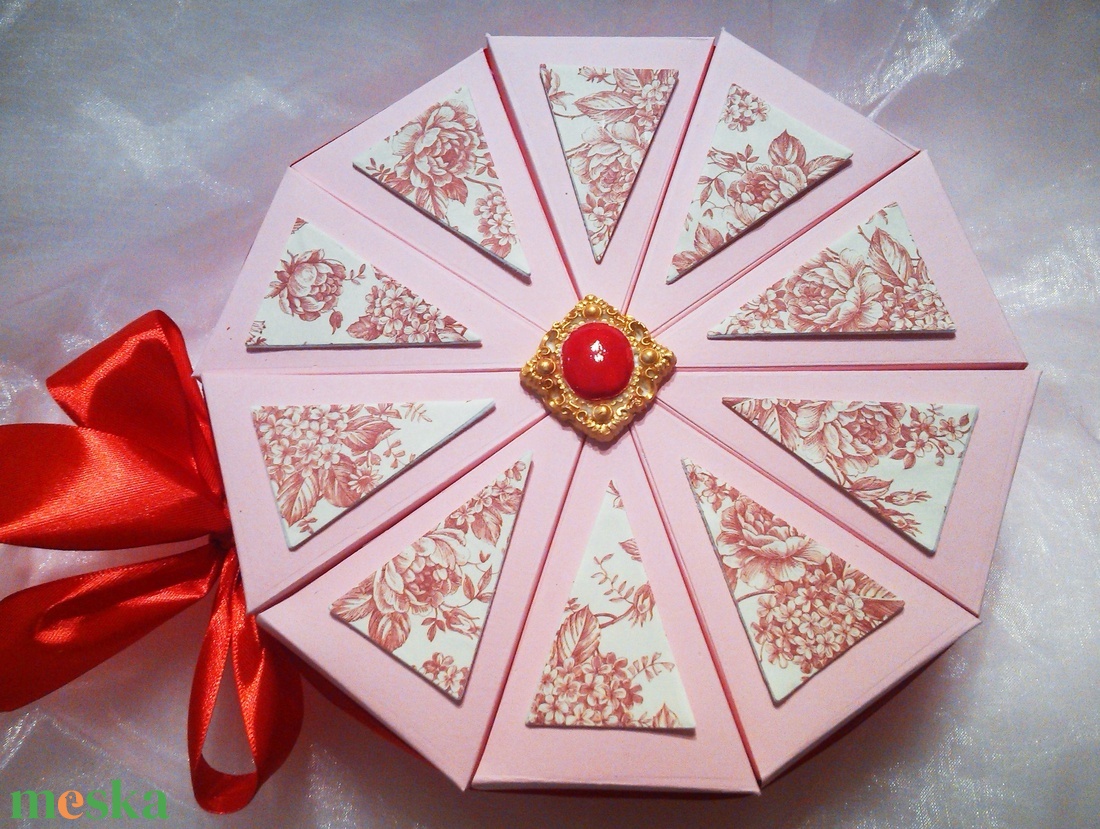 Papírtorta díszdoboz 10 szeletes - otthon & életmód - papír, írószer - ajándékozás kellékei - papírtorta - Meska.hu