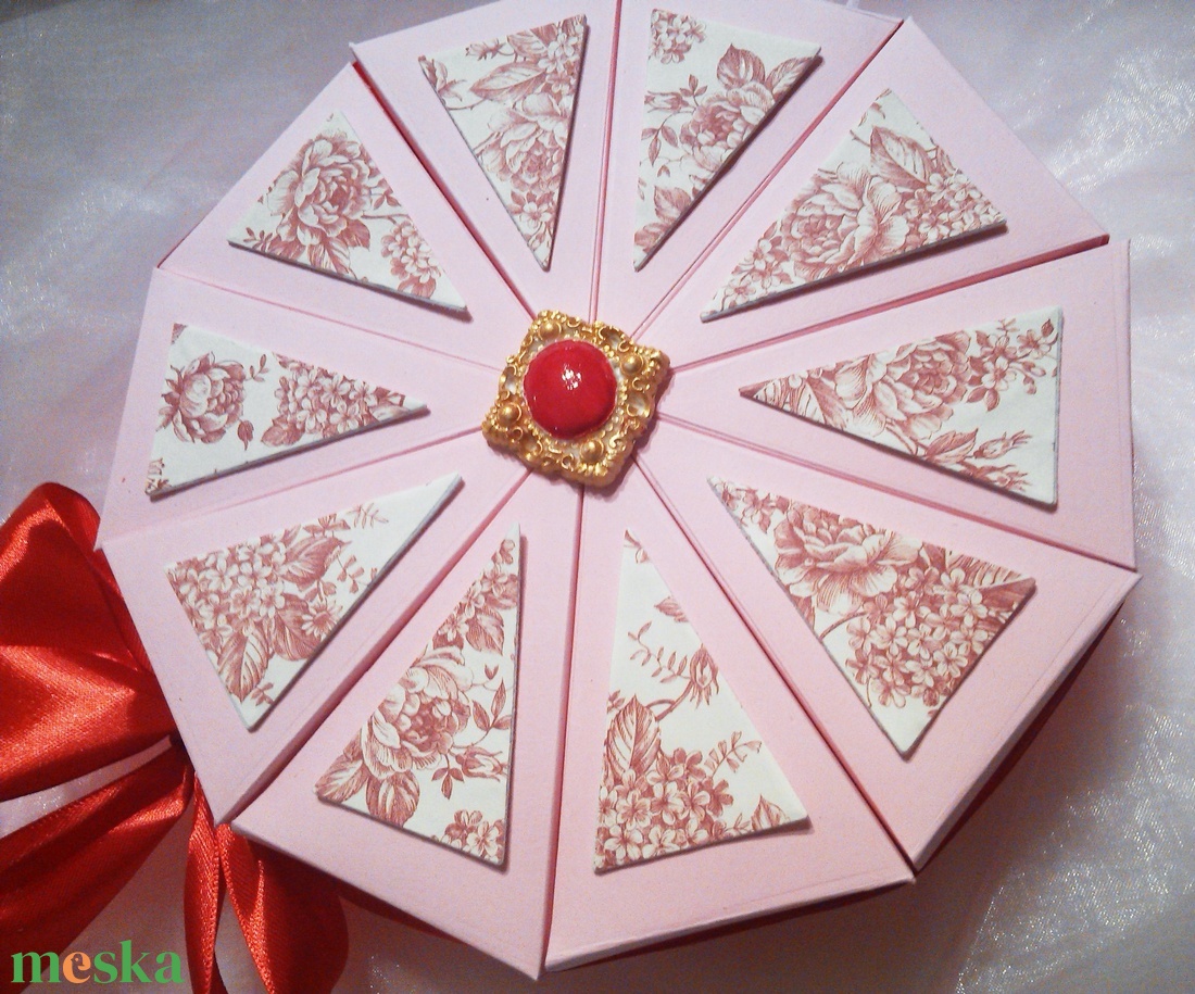 Papírtorta díszdoboz 10 szeletes - otthon & életmód - papír, írószer - ajándékozás kellékei - papírtorta - Meska.hu