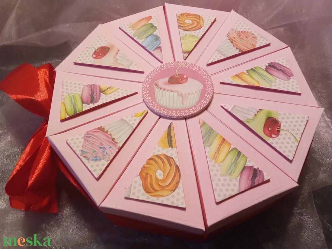 Csupa sütis papírtorta díszdoboz 10 szeletes - otthon & életmód - papír, írószer - ajándékozás kellékei - papírtorta - Meska.hu