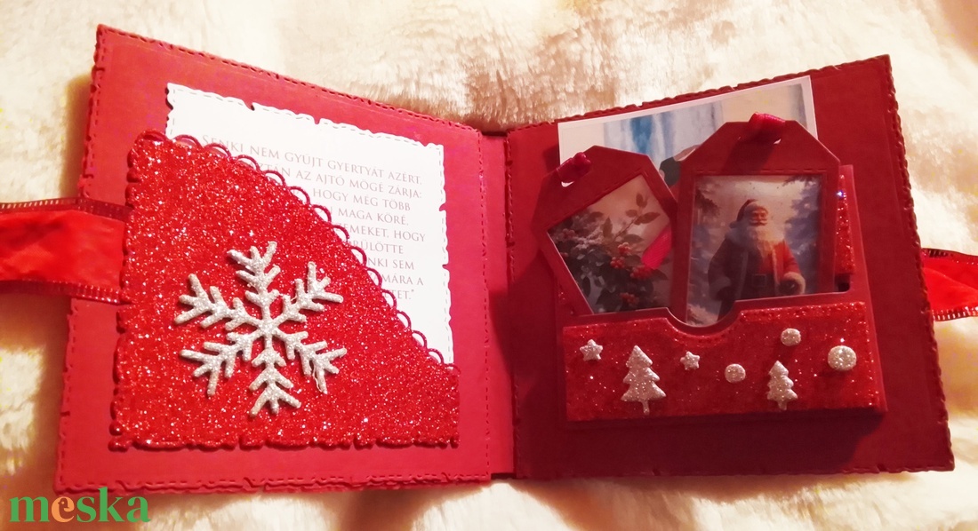 Kézzel készített karácsonyi ajándékozó könyv - karácsony - karácsonyi ajándékozás - karácsonyi ajándékcsomagolás - Meska.hu