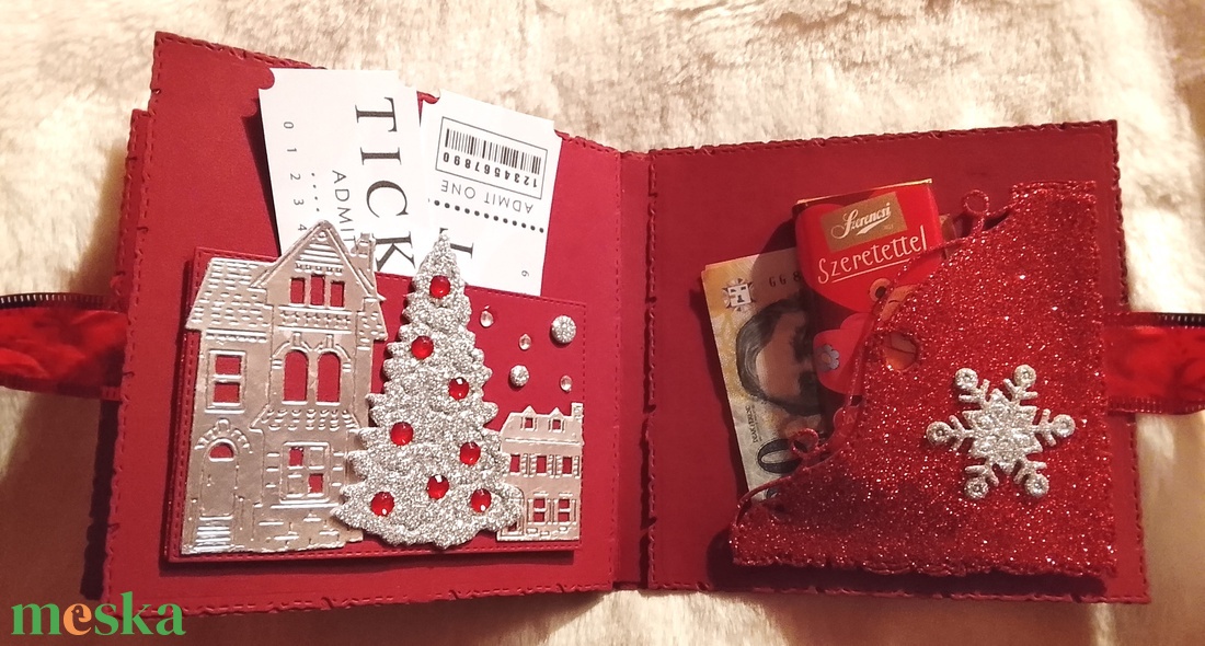 Kézzel készített karácsonyi ajándékozó könyv - karácsony - karácsonyi ajándékozás - karácsonyi ajándékcsomagolás - Meska.hu